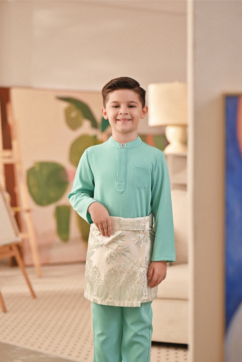 Baju Melayu Kids Couture Bespoke Fit - Aqua Green