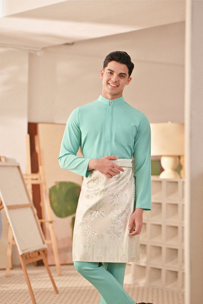 Baju Melayu Couture Slim Fit - Aqua Green