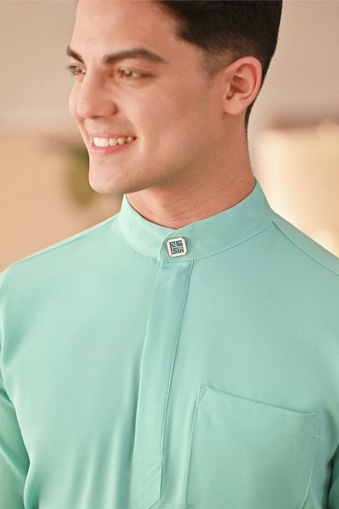 Baju Melayu Couture Slim Fit - Aqua Green
