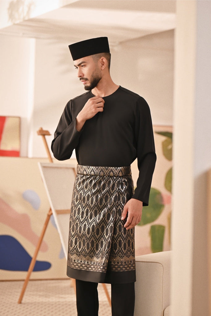 Baju Melayu Teluk Belanga Deluxe Smart Fit - Black