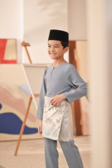 Baju Melayu Kids Teluk Belanga Deluxe Smart Fit - Ashley Blue