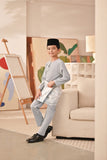 Baju Melayu Kids Teluk Belanga Deluxe Smart Fit - Light Blue Grey