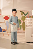 Baju Melayu Kids Teluk Belanga Deluxe Smart Fit - Mineral Blue