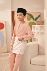Baju Melayu Kids Teluk Belanga Deluxe Smart Fit - Coral Buff