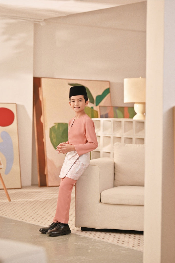 Baju Melayu Kids Teluk Belanga Deluxe Smart Fit - Rose Dawn