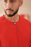 Baju Melayu Teluk Belanga Deluxe Smart Fit - Red Chilli