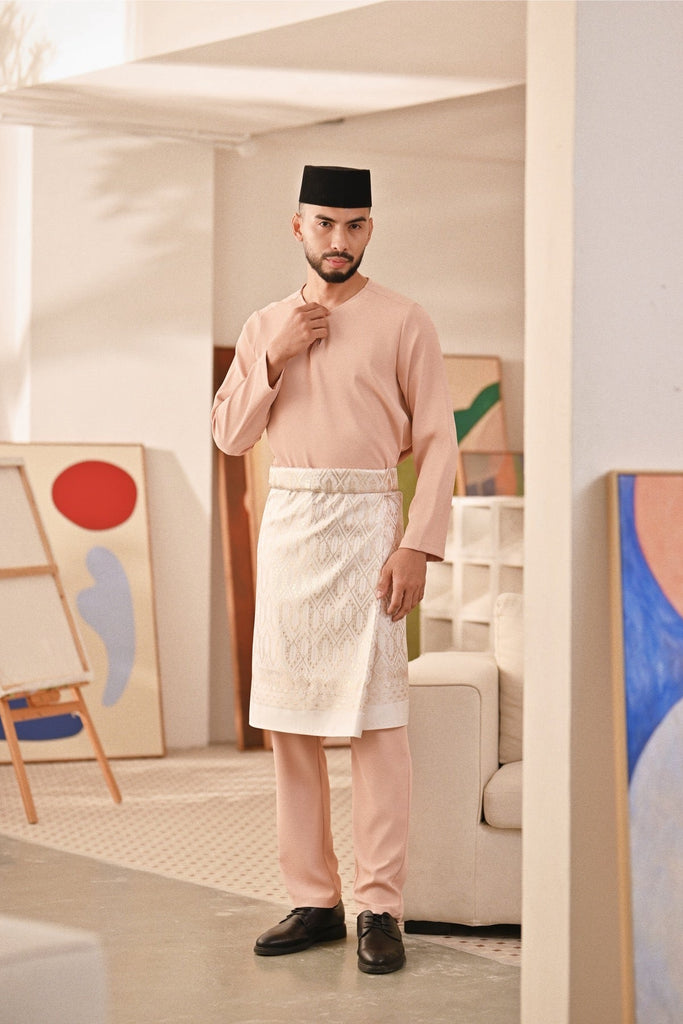 Baju Melayu Teluk Belanga Deluxe Smart Fit - Pale Blush