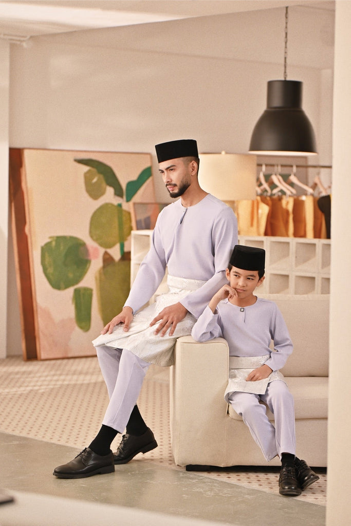 Baju Melayu Teluk Belanga Deluxe Smart Fit - Light Lavender