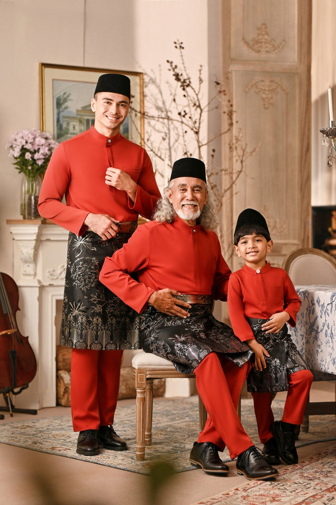 Baju Melayu Kids Luxury Bespoke Fit - Scarlet Red